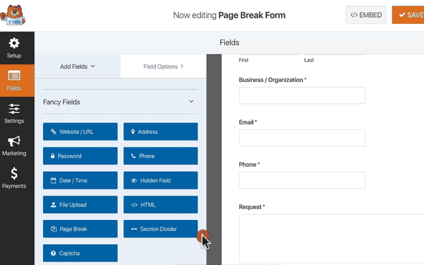 Page Break WPForms Element