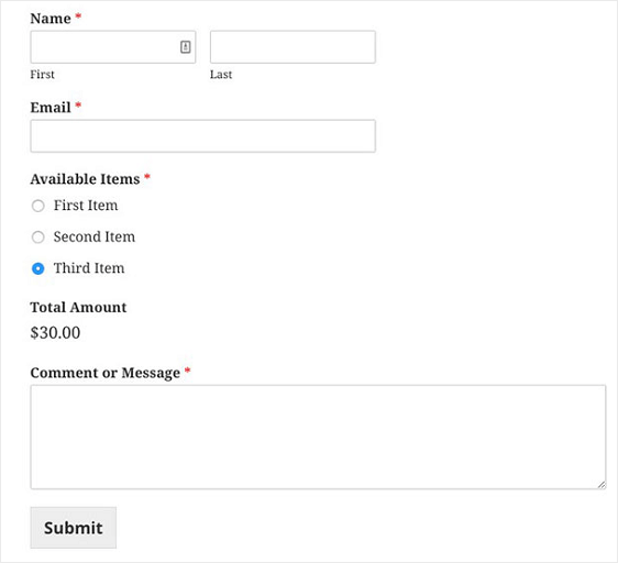 Simple WordPress Order Forms By WPForms