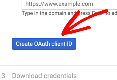 Nhấn vào nút màu xanh để tạo ID khách OAuth