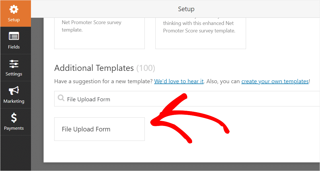 file upload form template