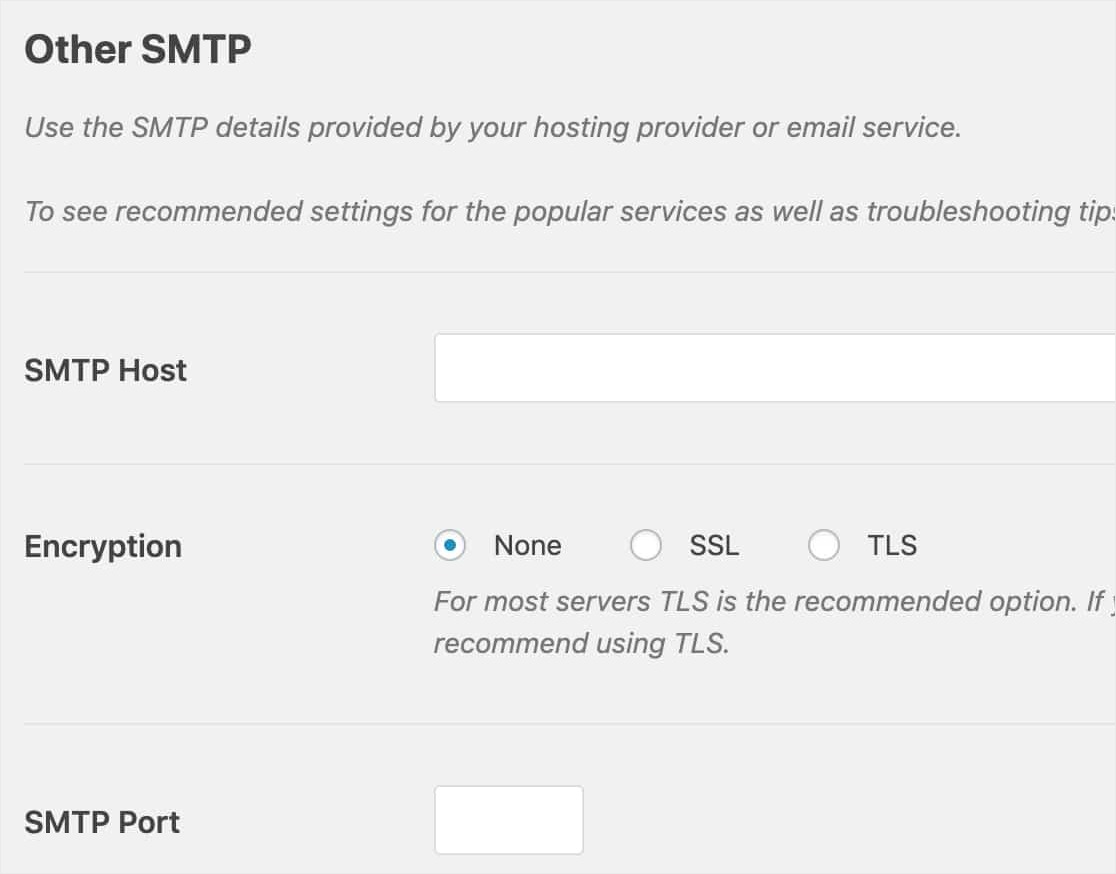 configure other smtp settings